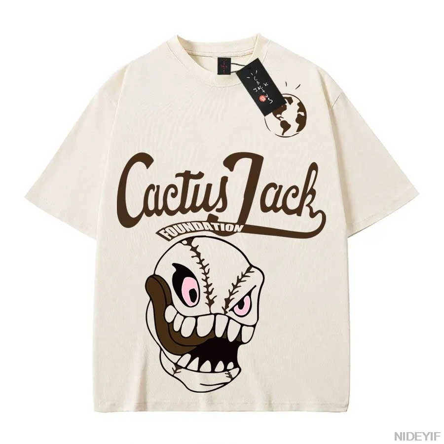 100% Cotton T Shirt Men Women Fashion Hip Hop T Shirts cactus jack Loose Short Sleeve Fans Gift Tops men