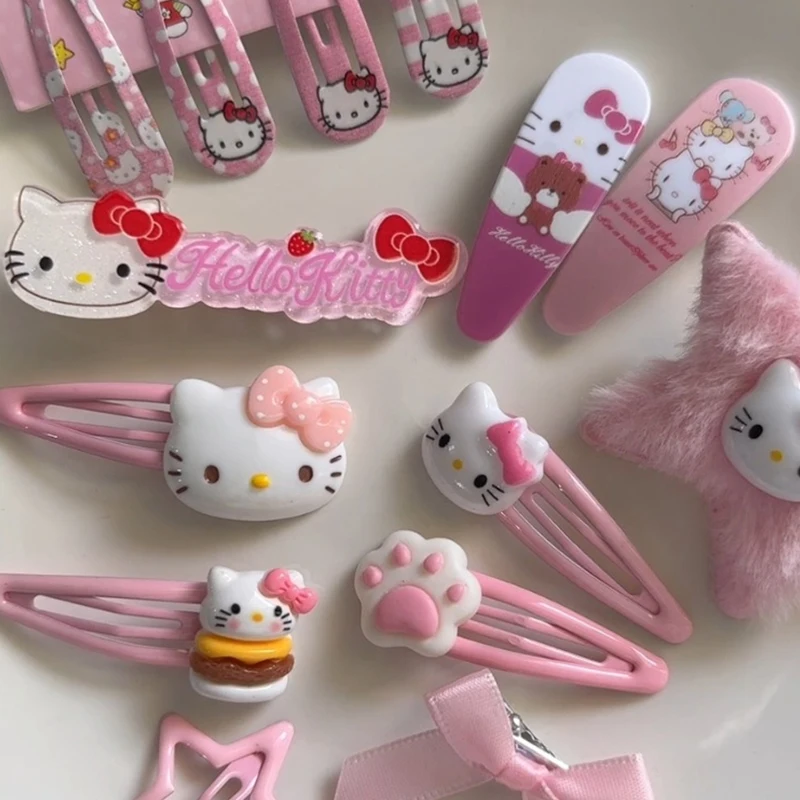 Sanrio Cinnamoroll Hairpin for Girls Kawaii Hair Accessories Suit Hair Clip Hello Kitty BB Clip Cartoon Anime Figure Hair rope