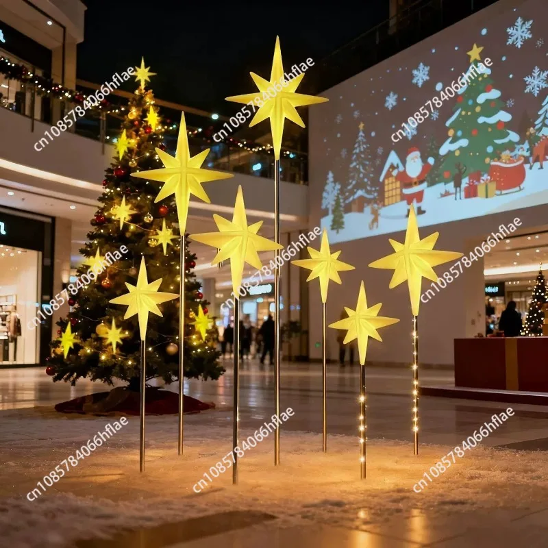 Outdoor Decoration Luminous Octagram Lights Christmas Shopping Mall Decoration Christmas Tree Floor Lights Star Lights