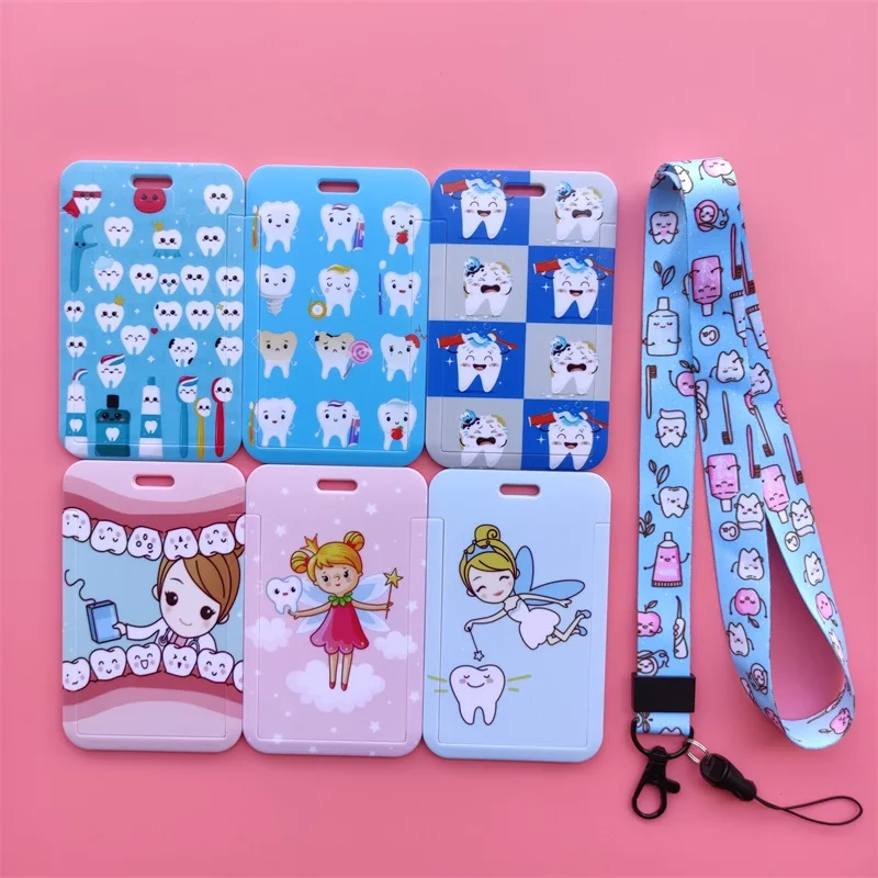 Krankenschwester Arzt Lanyard ID Abzeichen Halter ABS Kreditkarte Brieftasche Fall Akzeptabel OEM Nette Tooth Dental Muster – Detail 3