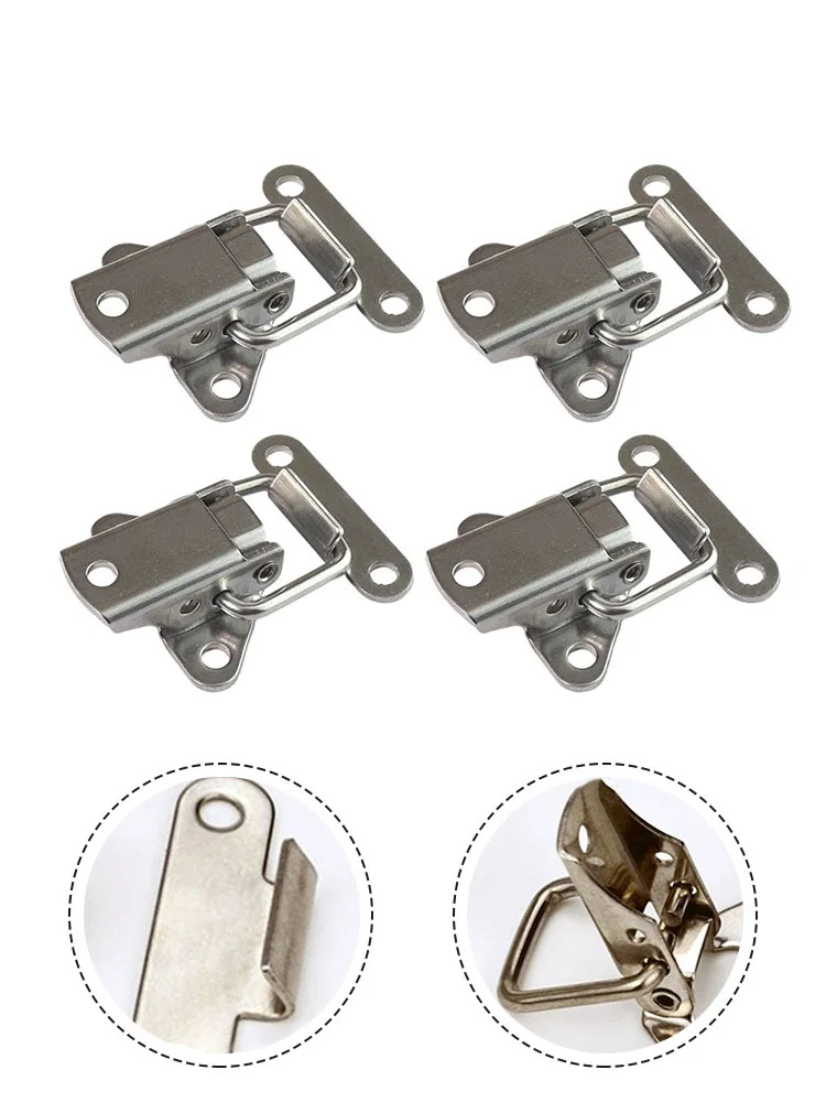 4pcs/Set Stainless Steel Clasp Buckles Butterfly Case Clip Loop Suitcase Box Trunk Latch Lock 5.5x3.8cm Convenient Use And Quick