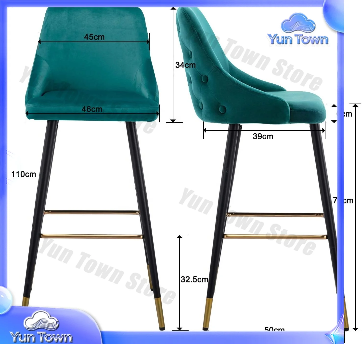 Nordic High Chair Leather Bar Stools With Green Dining Bar Chair