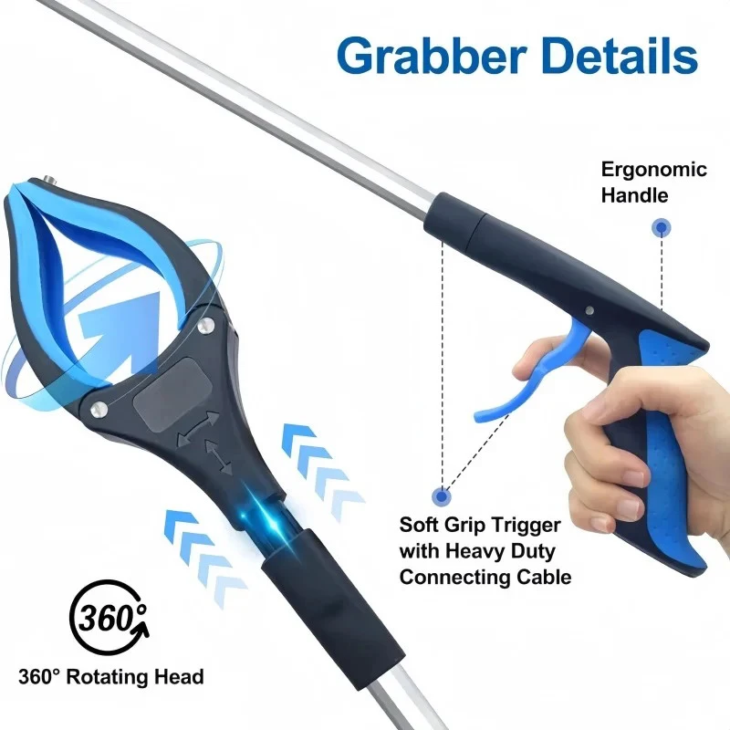 Foldable Gripper Extender Hand Tool Collapsible Litter Reacher Picker Garbage Pick Up Accessory