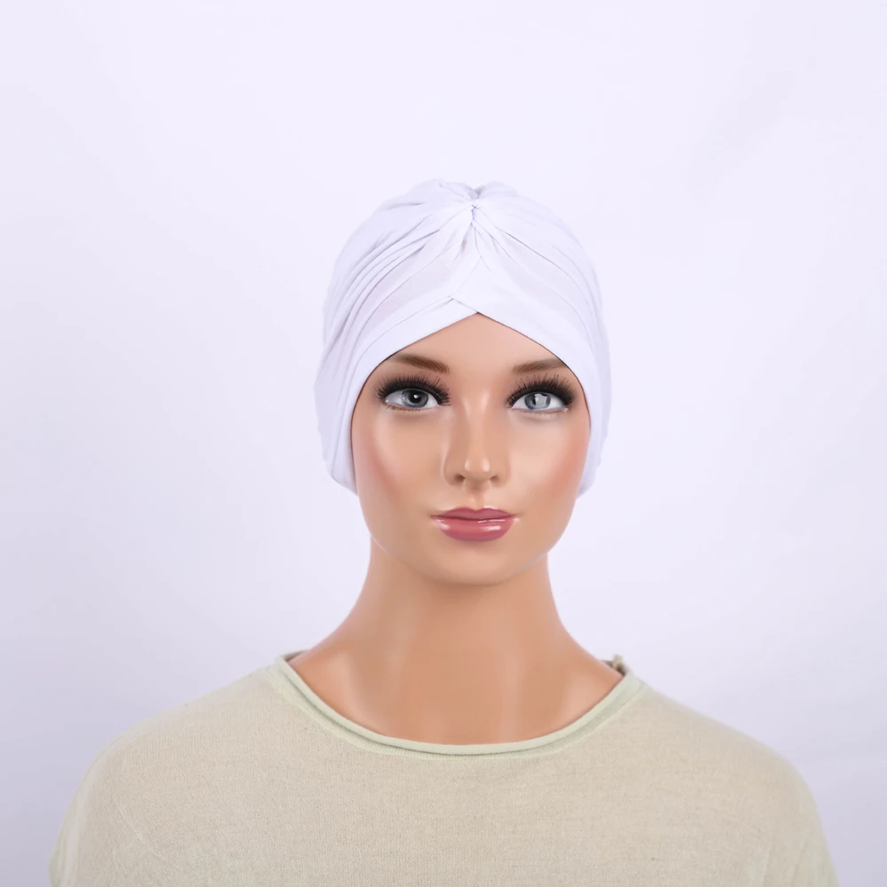 RIMAIRE Twill Elastic Polyester Muslim Hat Hijab Pure Color Fashionable Turban for Women Comfortable Instant Islam Hijabs Cap