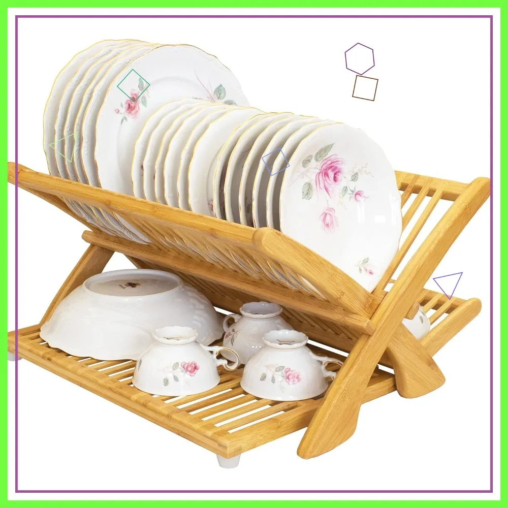 

Экологичная складная бамбуковая сушилка для посуды для кухни, экономит место и экологична