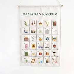 Ramadan Kareem Countdown Advent Calendar bag Muslim Islamic eid Mubarak Wall Hanging home door decoration sign kid boy girl gift