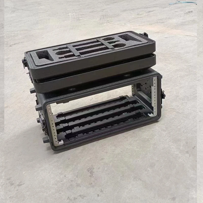 PE Flight Case 7.8 Inch Power Wireless Microphone Rack Case Shockproof Double Door Cabinet Flight Tool Case For Musical Equipme