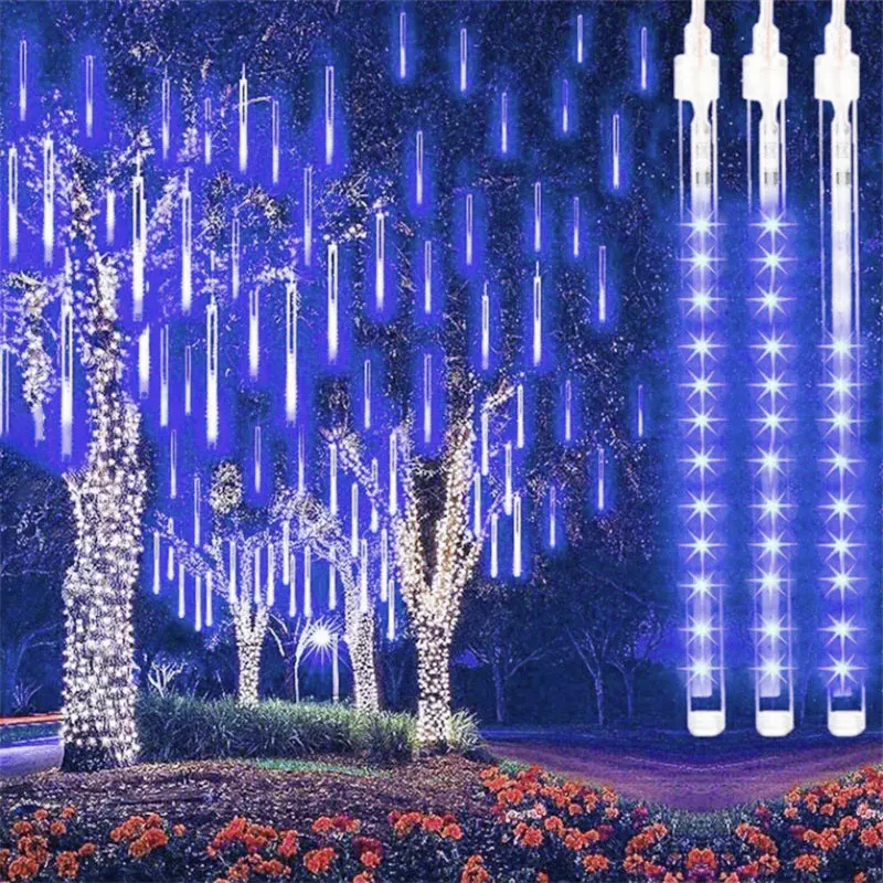 Guirxiété lumineuse solaire à LED pour décoration de jardin, pluie de météorites, étanche, nickel é, extérieur, rue, guirxiété, arbre de Noël