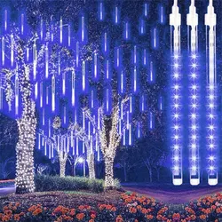 Guirxiété lumineuse solaire à LED pour décoration de jardin, pluie de météorites, étanche, nickel é, extérieur, rue, guirxiété, arbre de Noël