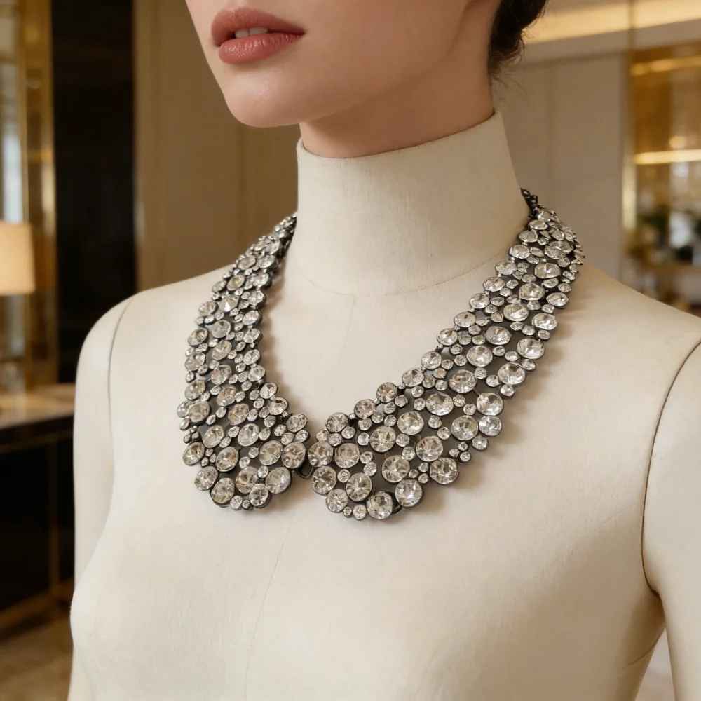2026 nuevo Collar grande de perlas de imitación multicapa gargantilla collar pendientes conjuntos de joyería para mujer Collar de cristal llamativo indio