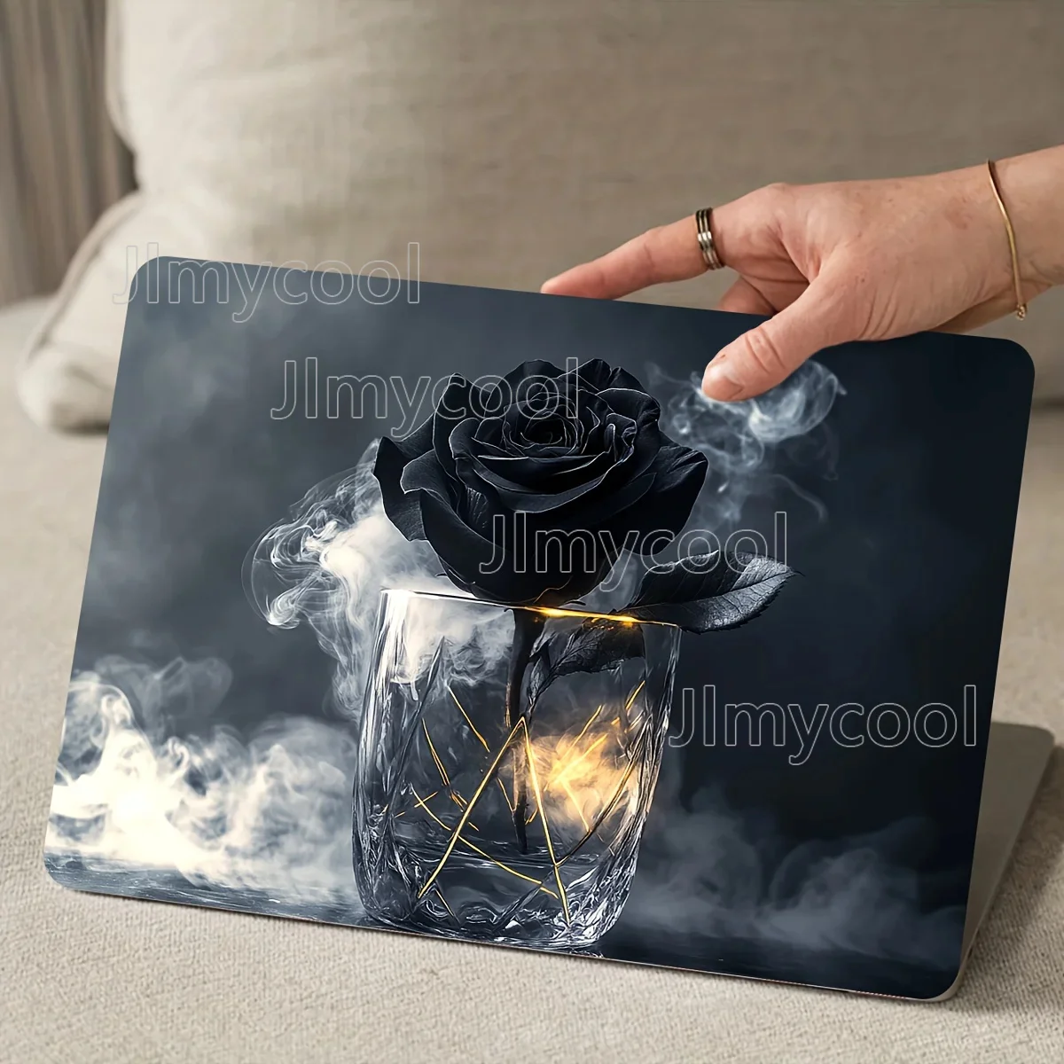 Pack of 2 Black Rose Notebook Art Decal Case Use Live Notebook Light Beige Sticker Waterproof and Scratch Resistant Decal