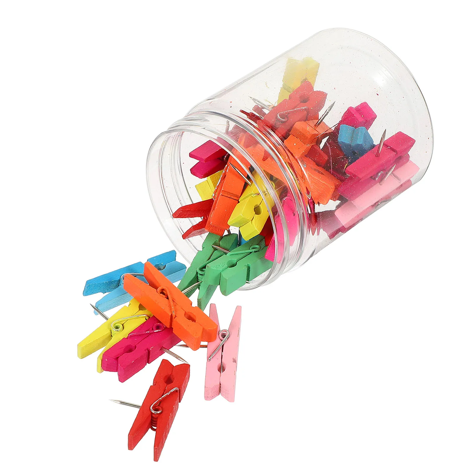 

30pcs Wooden Clip Thumbtack Push Pins Cute Cork Board Notes Scrapbook Decor Photo Clips Bulletin Board Pin Clamps Thumb Tacks