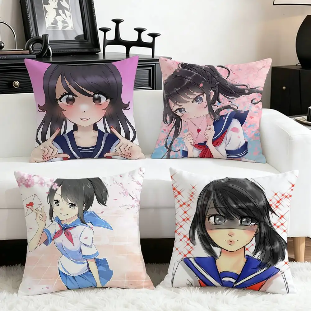 Y-Yandere S-Simulator Ayano Aishi   Various Sizes Square Pillow Case For Car Home Bedchamber Decor