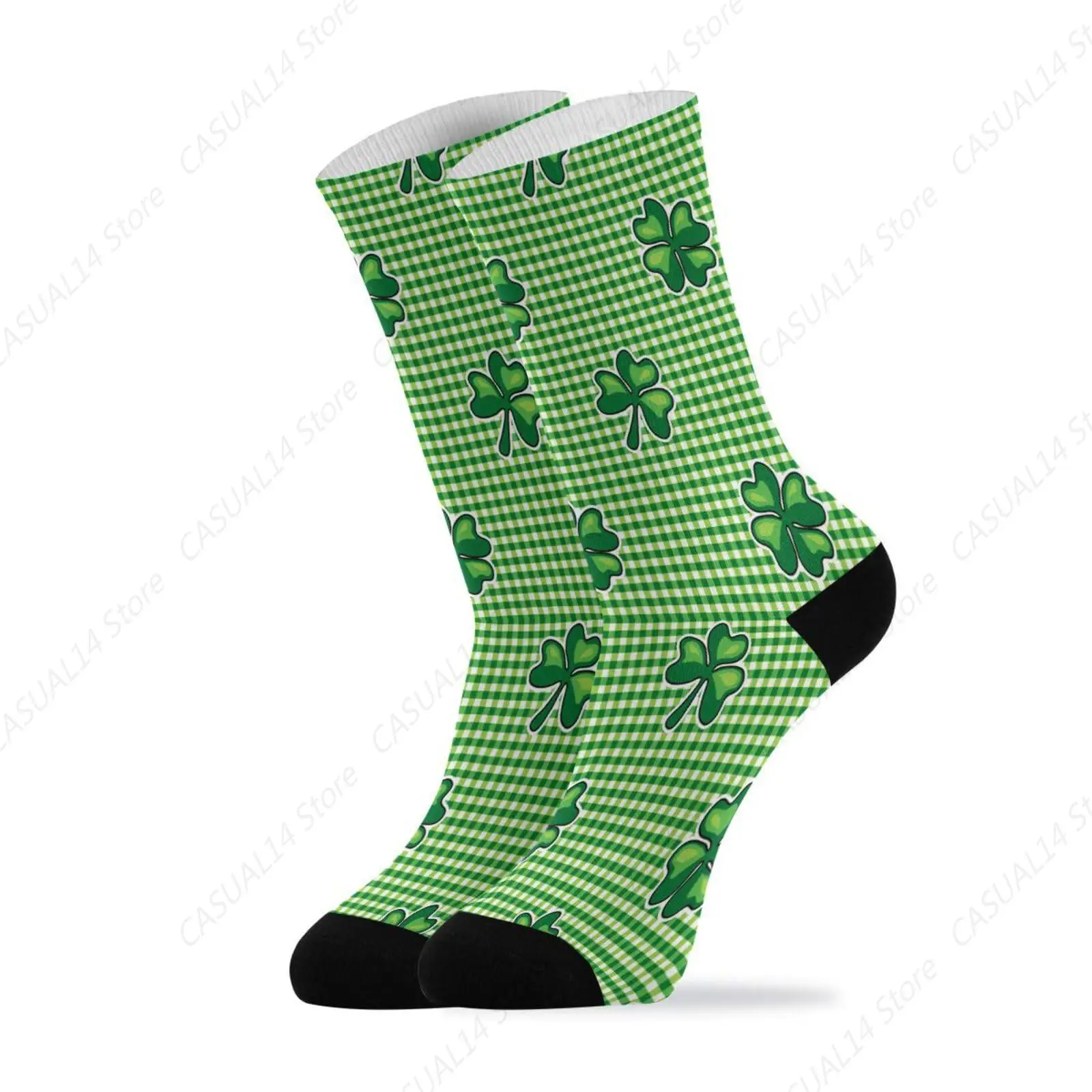 Socks Buffalo Plaid Clover Saint Patricks Day Sport Running Training Compression Sock