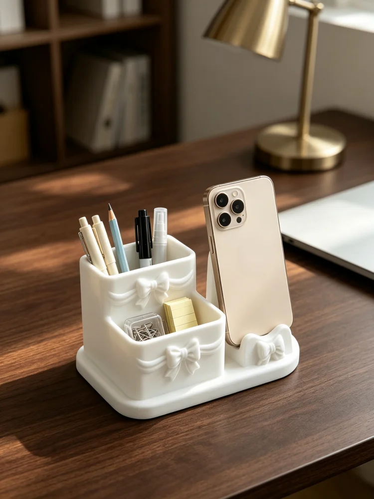 Home Office With Two Desks - Portapenne e supporto per telefono 2