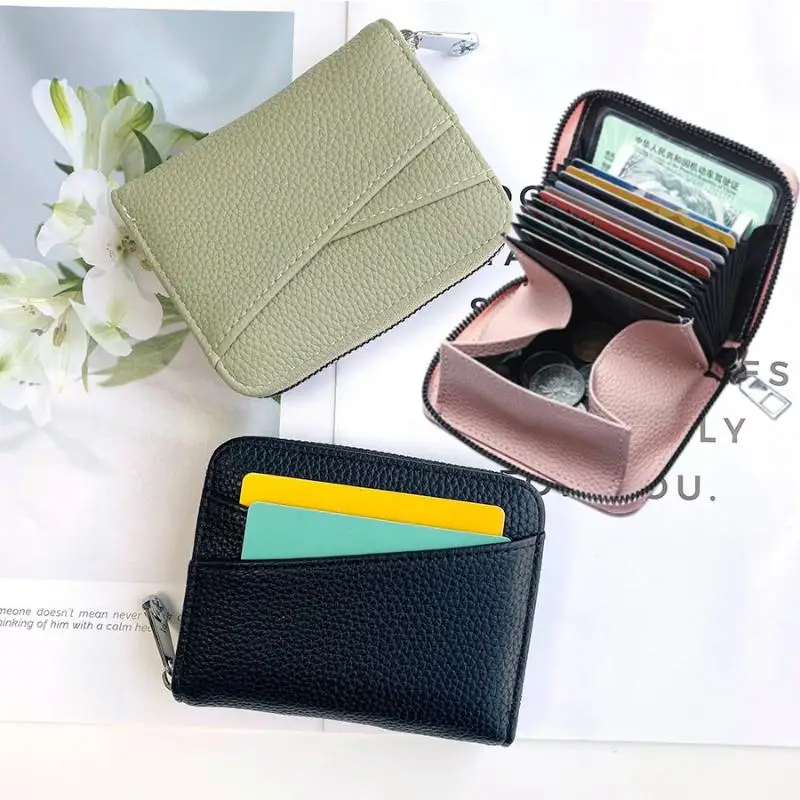 1 Stück Kurze Damen-Geldbörse mit Lychee-Muster, Modische Multi-Kartenfach-ID-Kartenhalter-Münzbörse mit Reißverschluss für Frauen – Detail 9