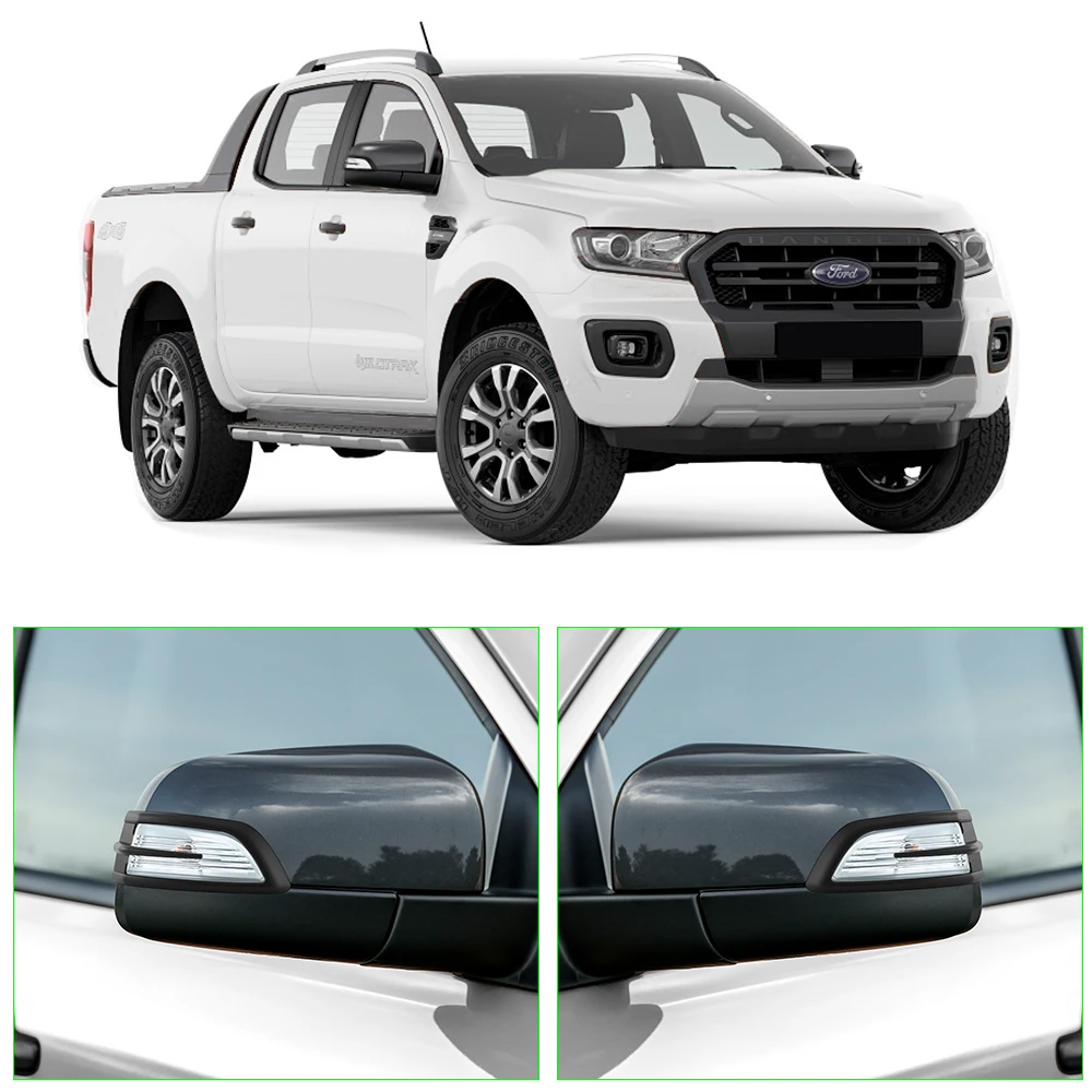 Matte Black Side Mirror Lamp Cover Trim for Ford Ranger Wildtrak 2015-2022 Limited XL XLT T7 T8 Ranger Raptor Everest Auto Parts