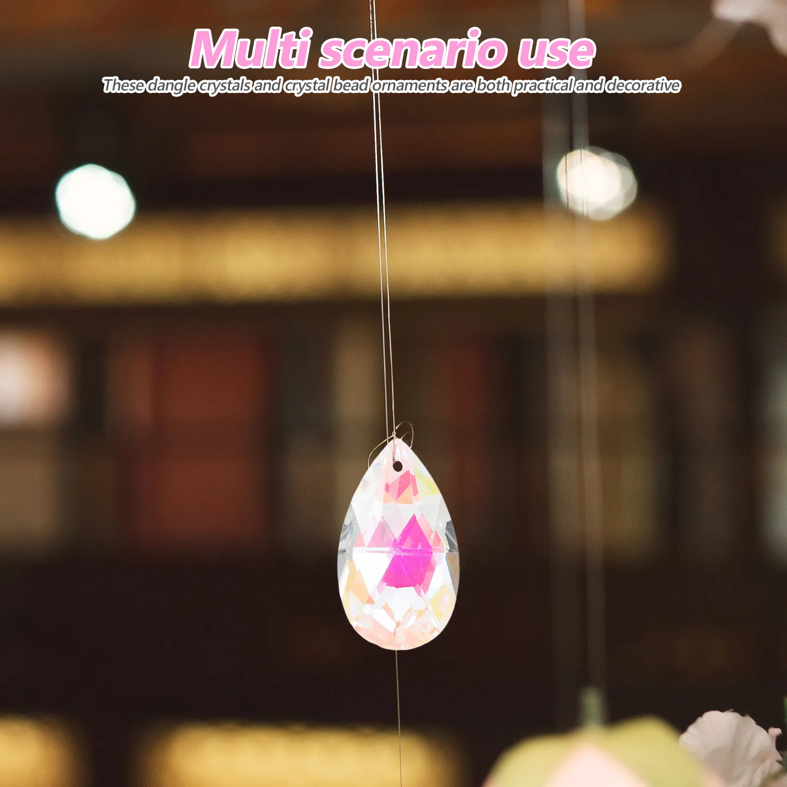 

20Pcs Clear Faceted Teardrop Crystal Beads 38Mm Top Drilled Suncatcher Prisms for Windows Chandelier Dangle Pendants Home