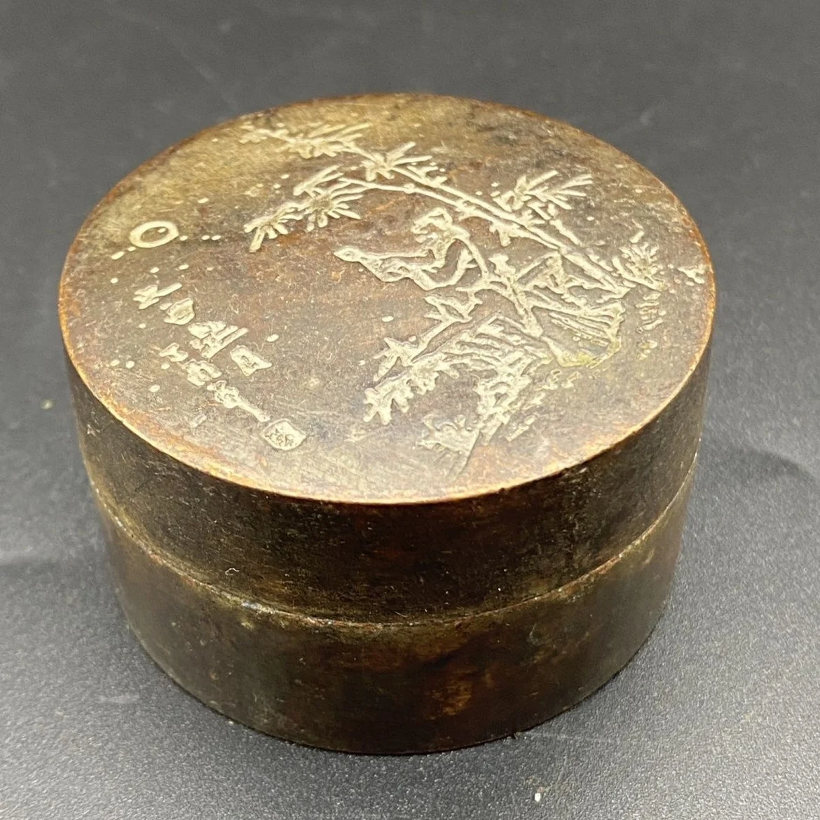 Four Treasures of Study Crafts, Figure Festival, High Rise Ink Box, Old Round Ink Box, Copper Alloy Ink Box