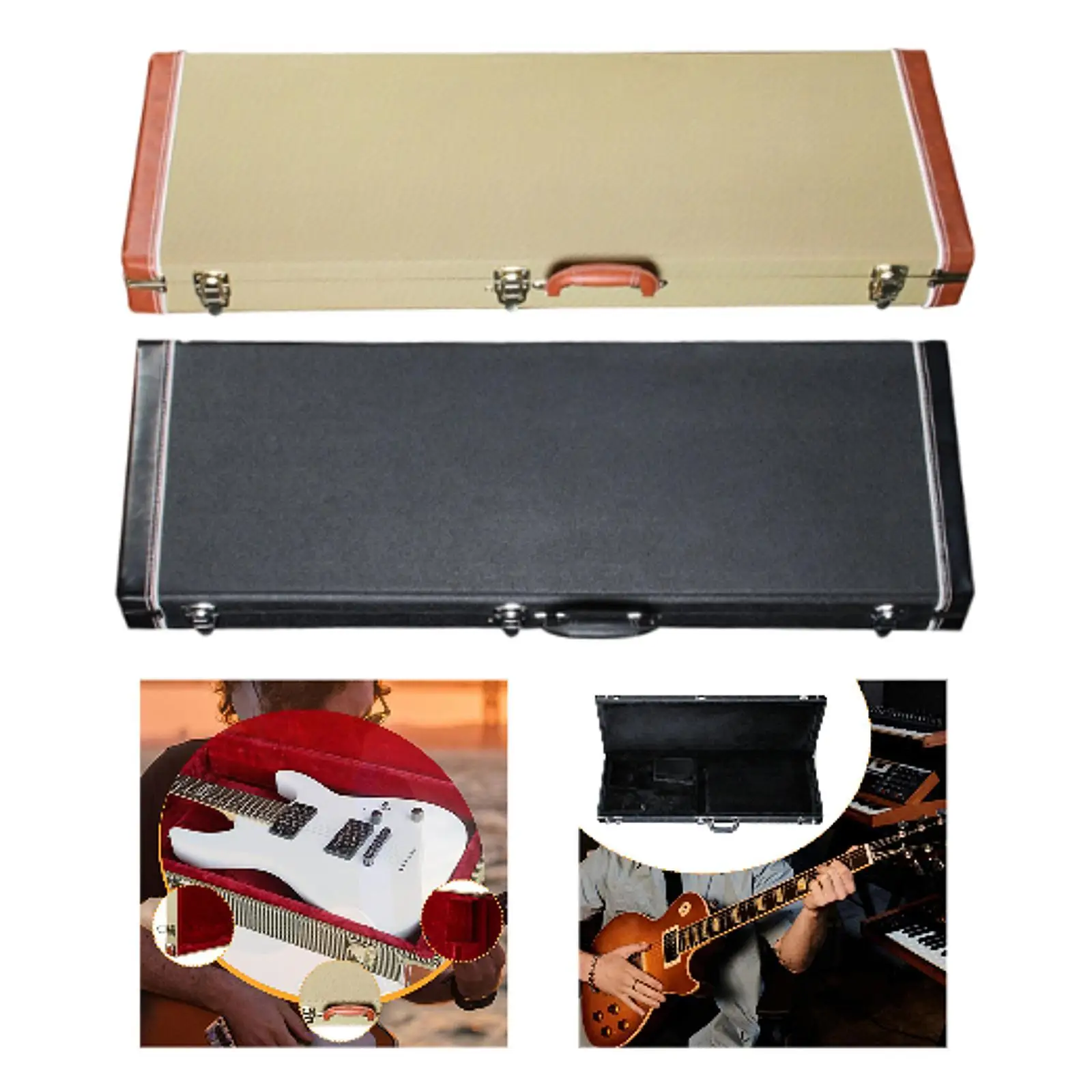

Electric Bass Case Sturdy Locking Latch PU Leather Portable Protective Wooden Professional Hardshell for Electric Bass Guitar