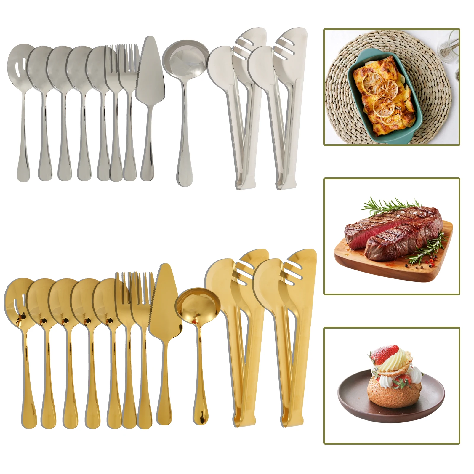 

10Pcs Serving Utensils Set Stainless Steel Metal Serving Utensils Dishwasher Safe Metal Serveware Elegant Serving Set with
