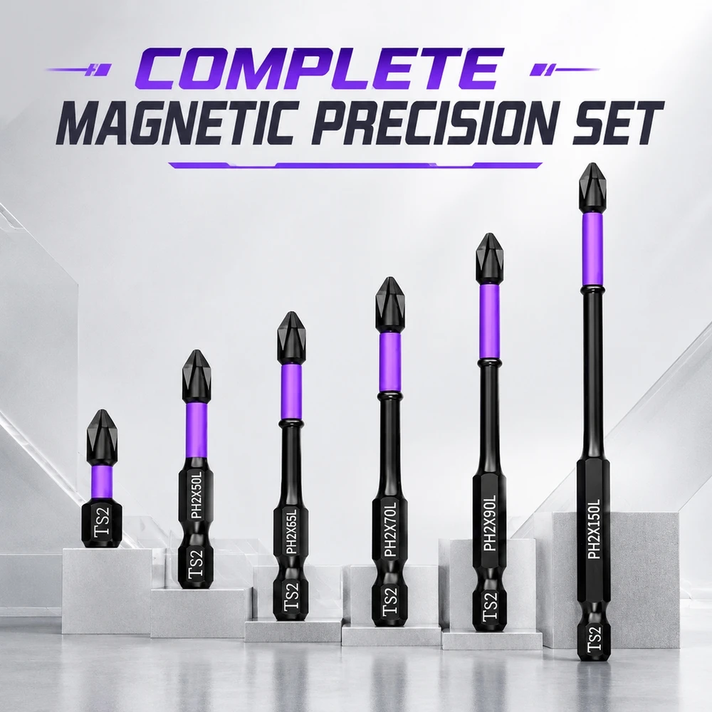 D1 Steel Anti Slip Magnetic Screwdriver Bits Set Phillips Head 1/4 Inch Quick Change for Electric Manual Driver