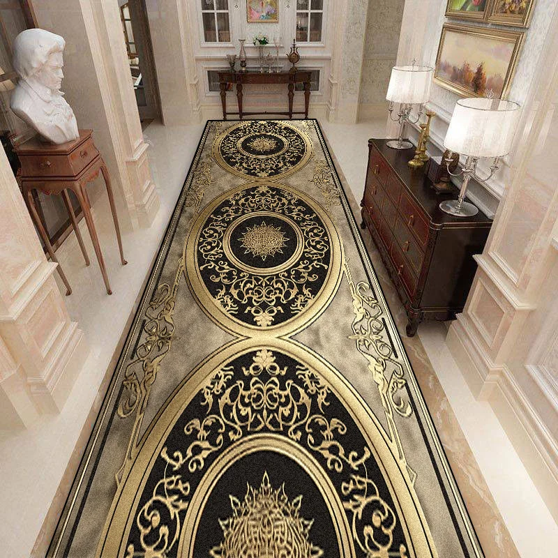 Luxury Marble Corridor Carpet Hotel Hallway Runner Decoration Rugs Living Room Aisle Washable Non-slip Floor Mat Customizable