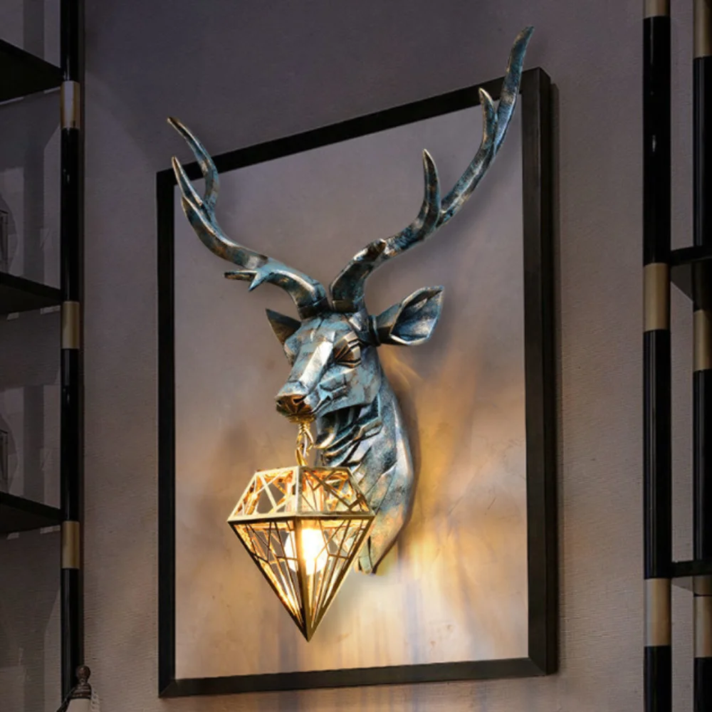 Large Size Deer Led Wall Lamp Vintage Antlers Wall Sconce Light Fixtures Bedroom Bathroom Mirror Lights Living Room Home Decor