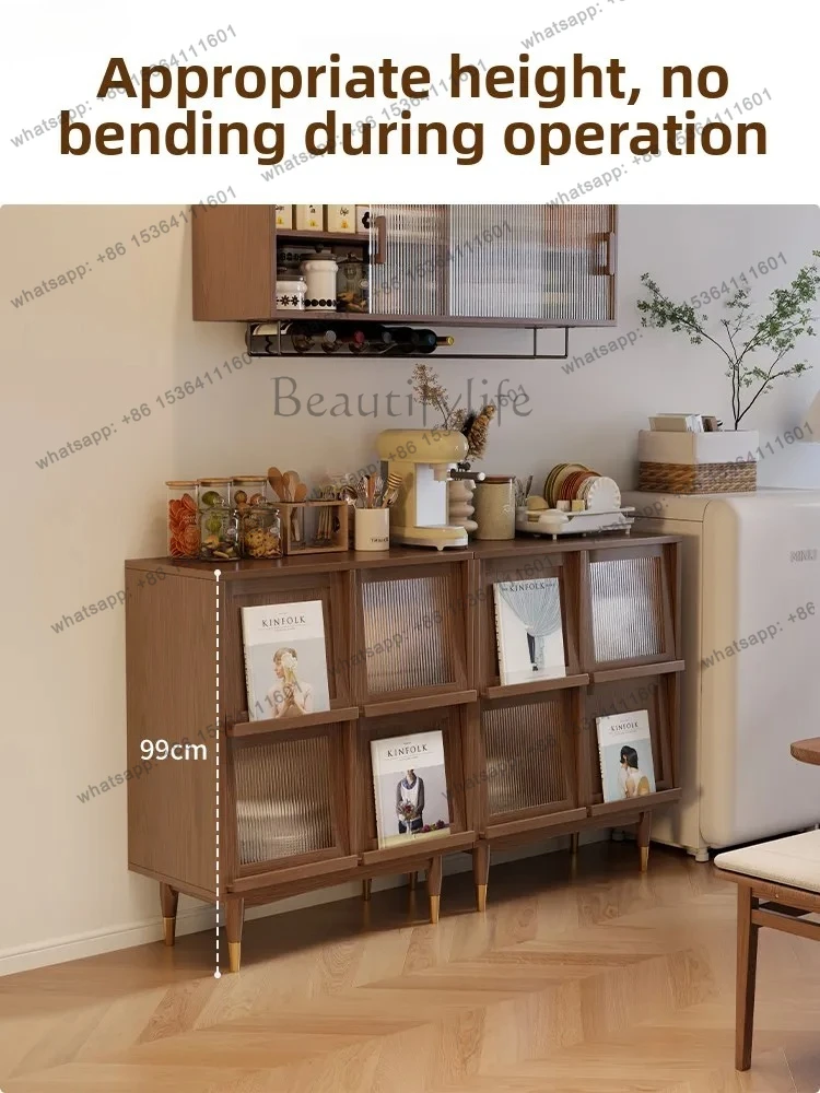 solid wood dining side cabinet home small apartment kitchen integrated wall locker tea cabinet