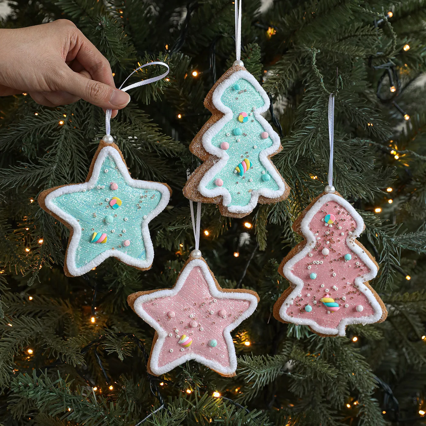 

Pink Blue Foam Hanging Pentagram Christmas Tree Hanging Decoration Sticky Powder Decoration Ambience Arrangement Accessories