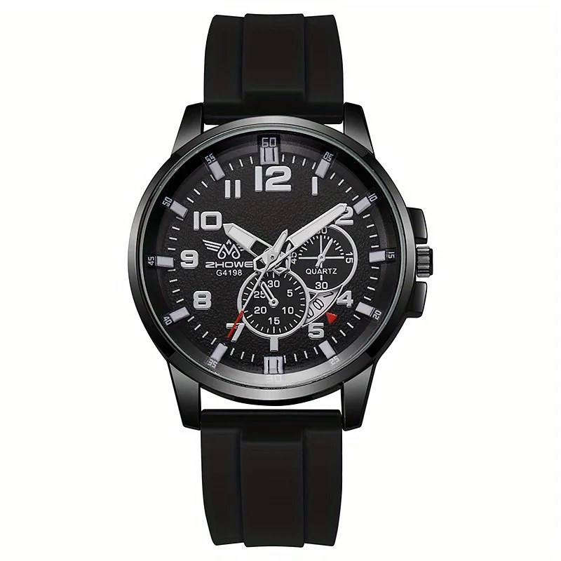 6pcs - Casual Fashion Business Silicone Scale Calendar Men's Youth Quartz Watch Men's Watch Set Student Quartz Watch