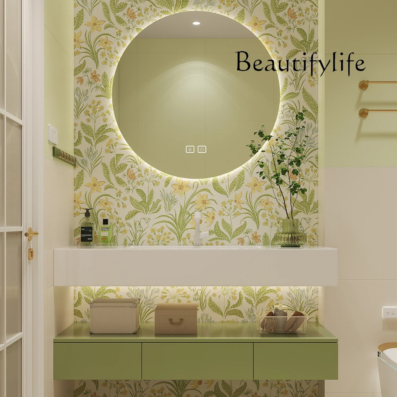 Lavabo entier sans couture à double couche, armoire HOCabinet française, plaque de pierre d'armoire