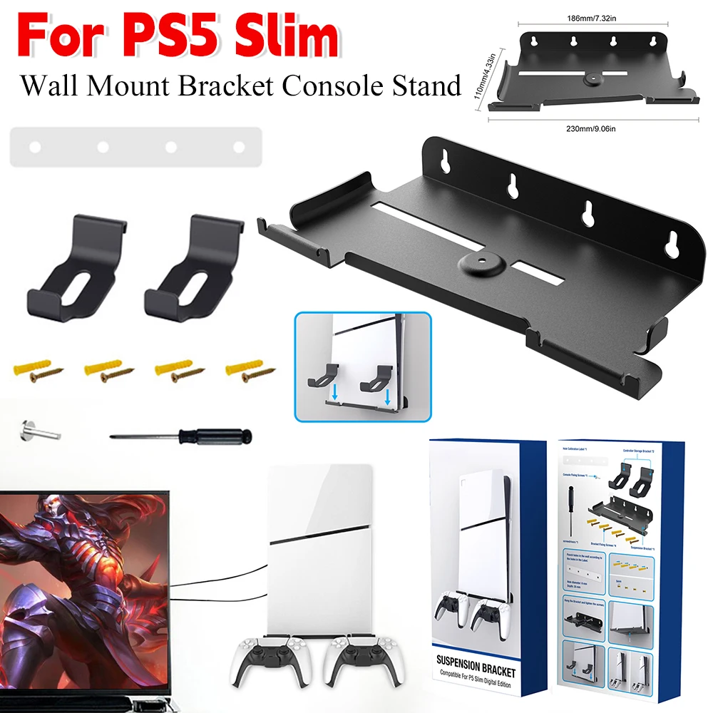 Für ps5 schlanke halter wand konsolen ständer mit 2 controller halterungen vertikale ständer