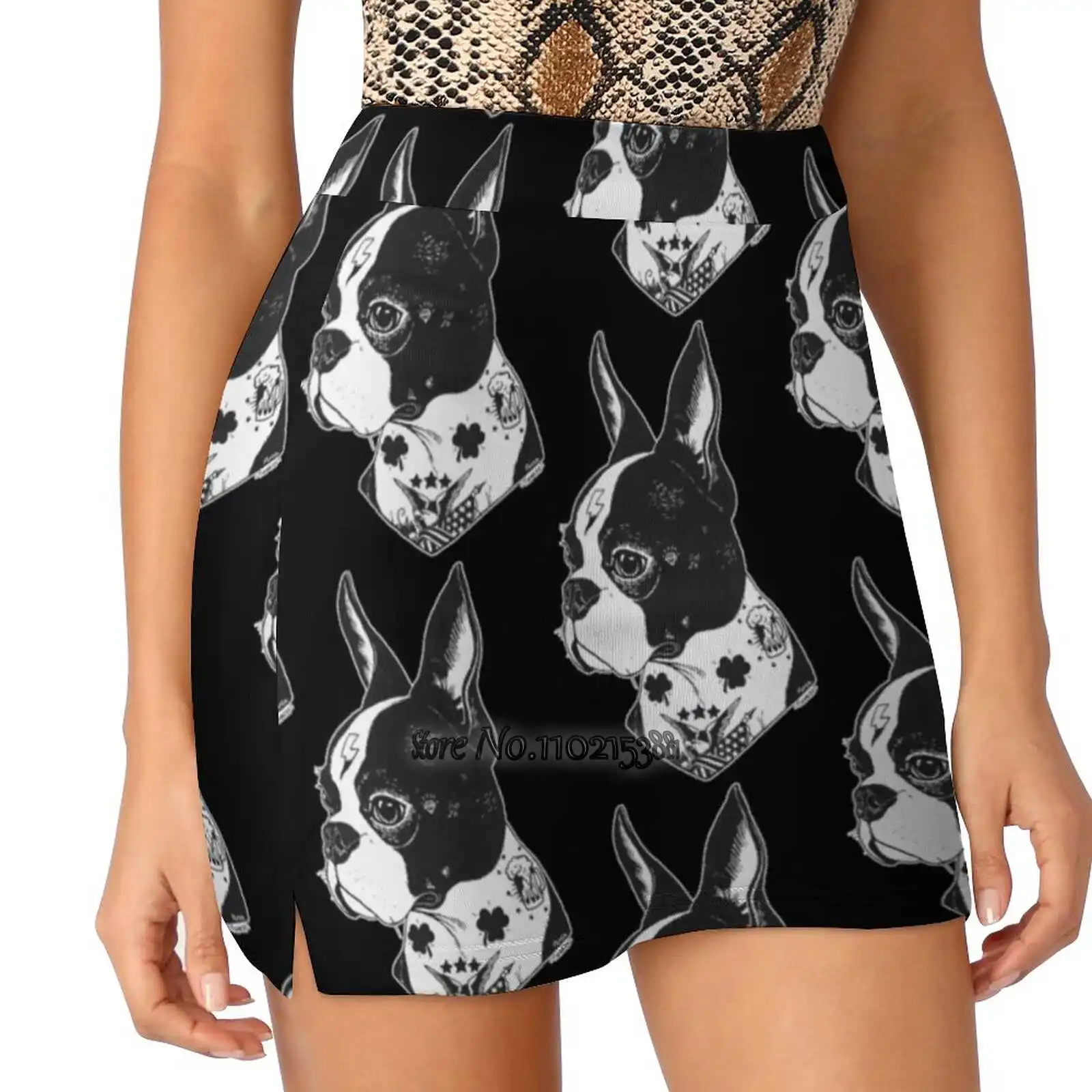 

Tattooed Boston Terrier S-4Xl Tennis Skirts Golf Fitness Athletic Shorts Skirt With Phone Pocket Tattoos Inked Dog Canine