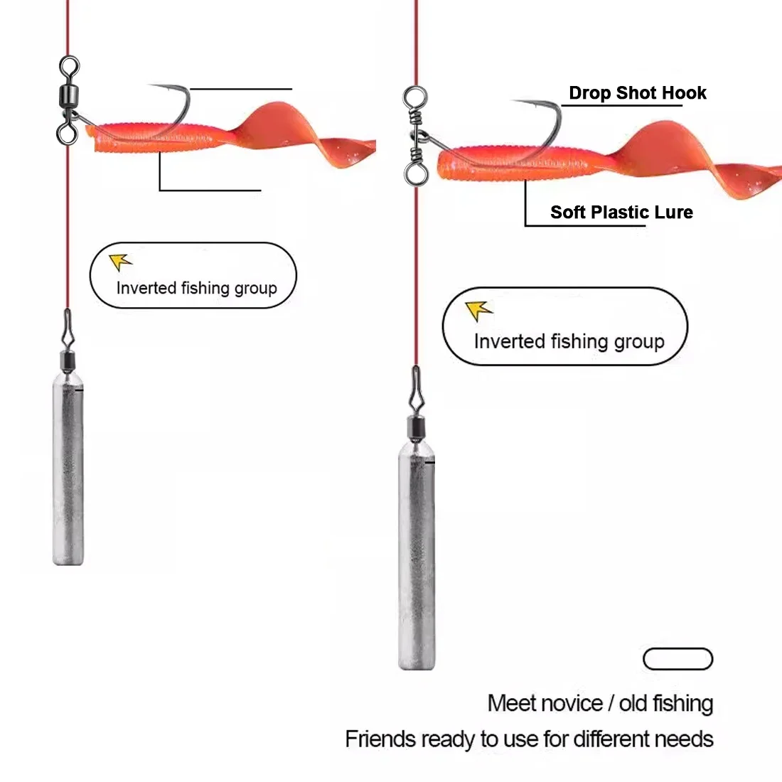 10 ~ 100 Stück Drop Shot Rig mit Snap Swivel Quick-Rigging Köderhaken 1 # /2 # /3 # /1/0 # /2/0 #   Haken aus Kohlenstoffstahl für Barschstange auf Karpfen