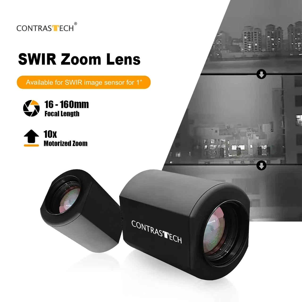 400-1700nm Zoom 20-360mm SWIR lens High-precision Motorized industrial vision inspection lens Monitoring for fruit spoilage