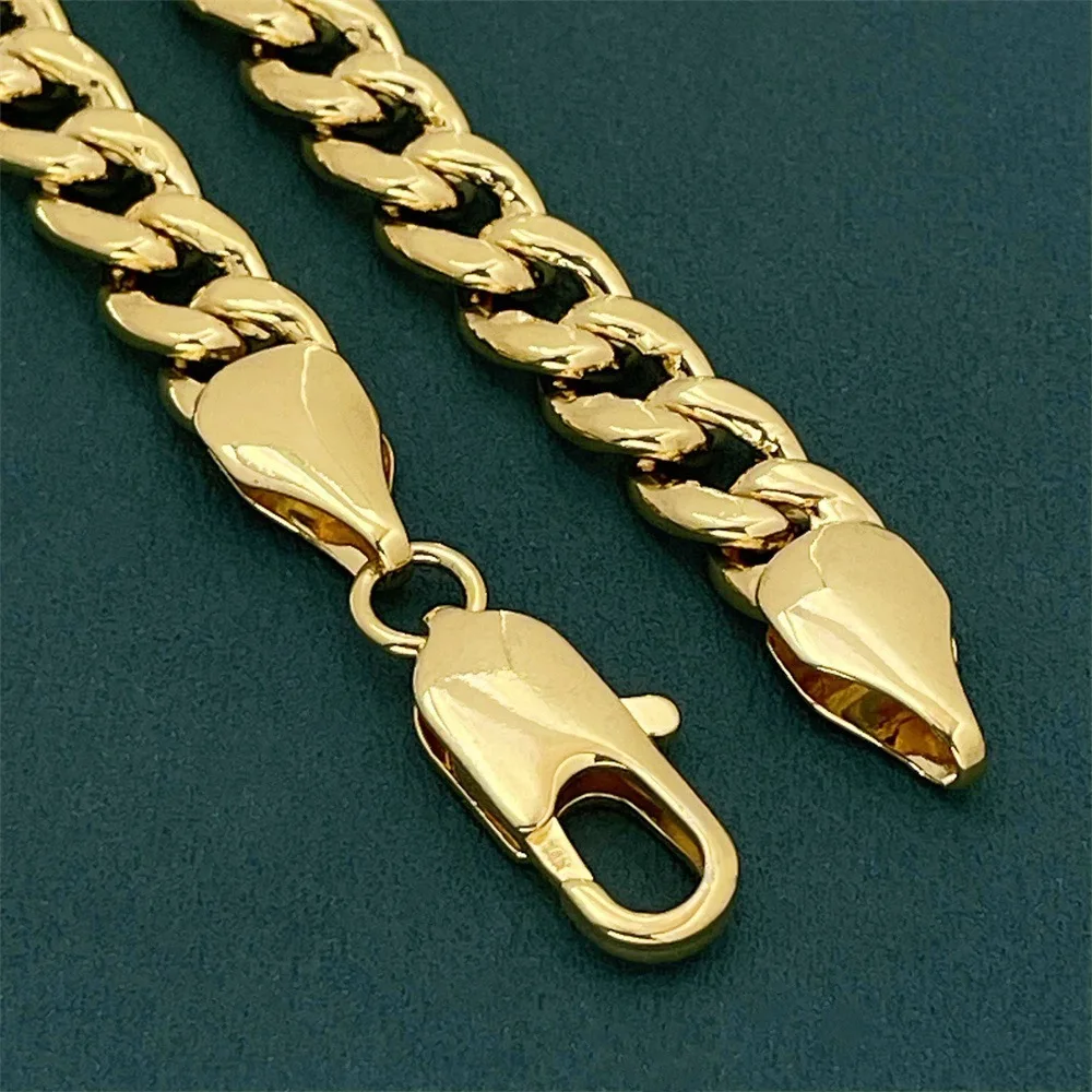 

Роскошное мужское трехмерное колье из чистого золота 24K 9999 пробы, ширина 10 мм, длина 75 см, кубинское колье в стиле босс-колье.