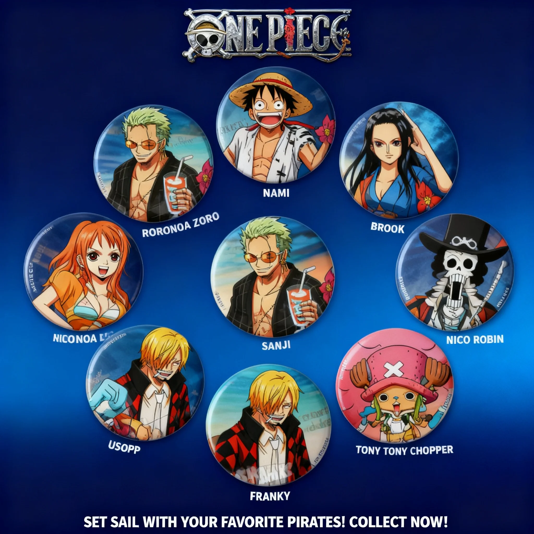 

Коллекция значков и брошей по аниме One Piece: Луффи, Зоро, Чоппер, Санджи, Король пиратов, товары с персонажами мультфильмов, аниме-косплей