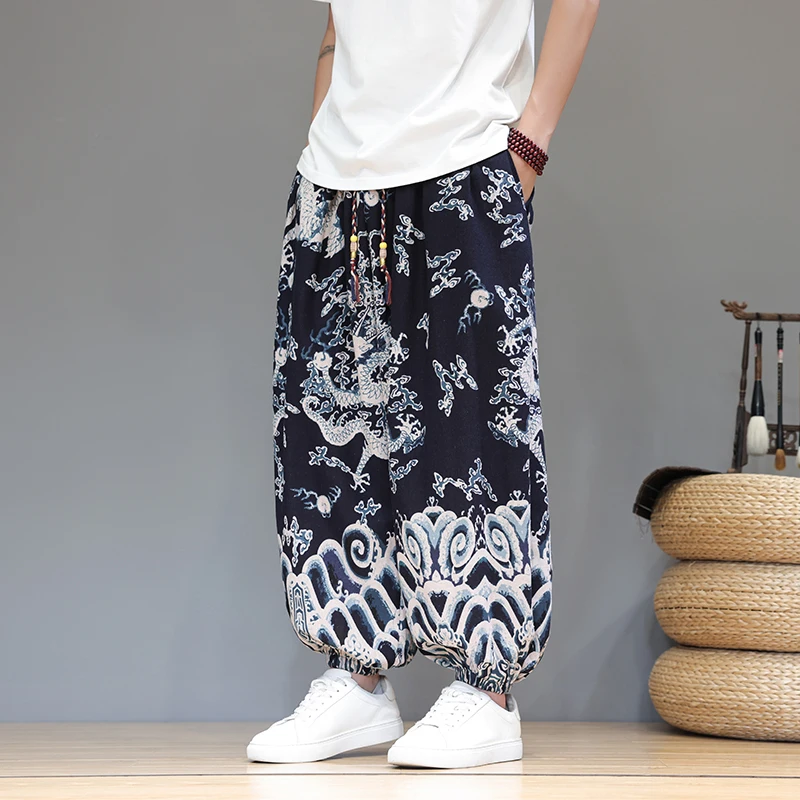 

Свободные мужские повседневные брюки, лето 2025 г., модные спортивные брюки с низкой талией в стиле Харлан с принтом, мужские брюки, удобные свободные брюки