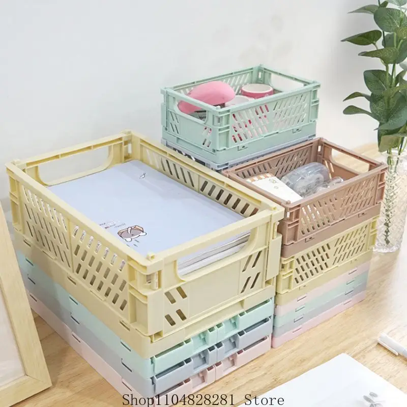 Plastic Foldable Storage Crate Folding Box Basket Stackable Cute Makeup Jewellery Toys Boxes for Storage Box Organizer Portable