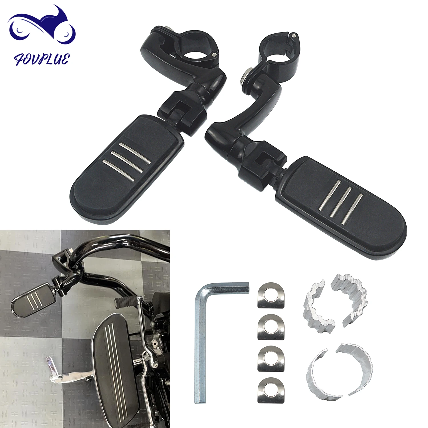 

Motorcycle 1'' 25mm 1-1/4" 32mm Highway FootPeg Footrest Engine Guard Mount Kits For Harley Touring Street Electra Road Glide