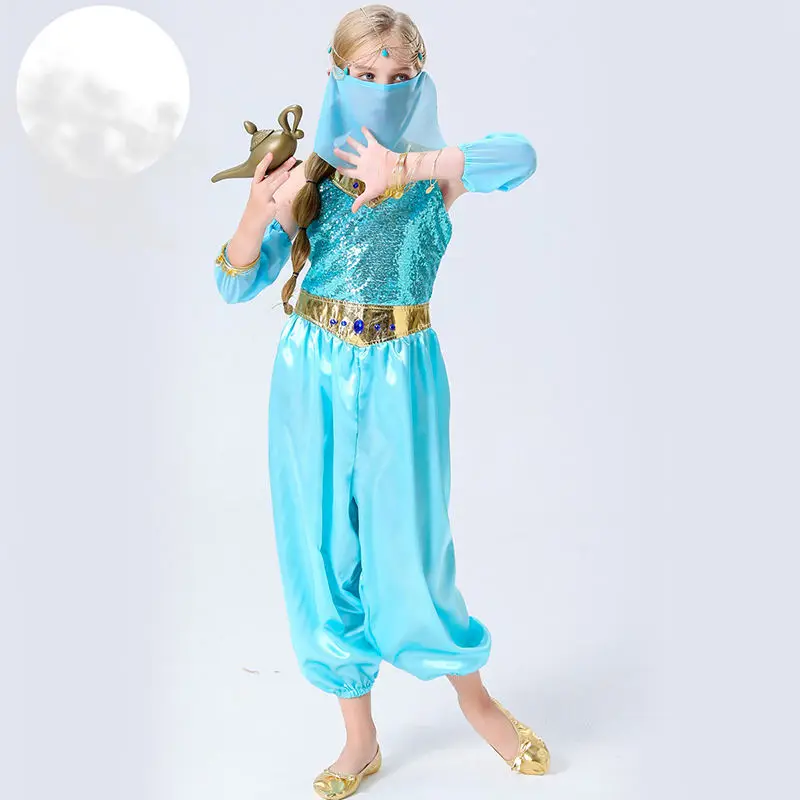 

Halloween Princess Jasmine Dress Indian Costume Magic Lamp Costume Cosplay