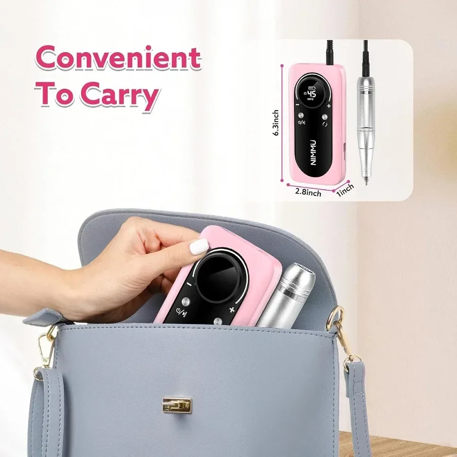 آلة حفر الأظافر الكهربائية المحمولة 45000 دورة في الدقيقة القابلة لإعادة الشحن مع مجموعة 11 بت لإزالة الأظافر من الأكريليك الاحترافي لطلاء الأظافر Cl