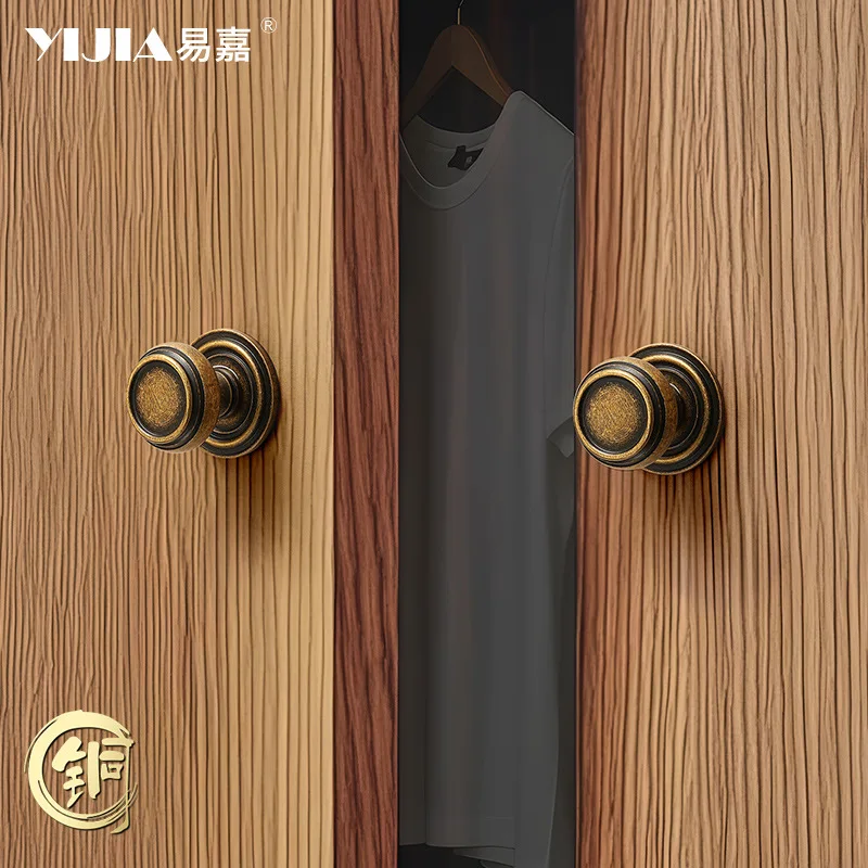 ใหม่จีน Retro ทองเหลืองตู้ดึงตู้เสื้อผ้าประตูเรียบง่ายลิ้นชักและฮาร์ดแวร์เฟอร์นิเจอร์ Handles