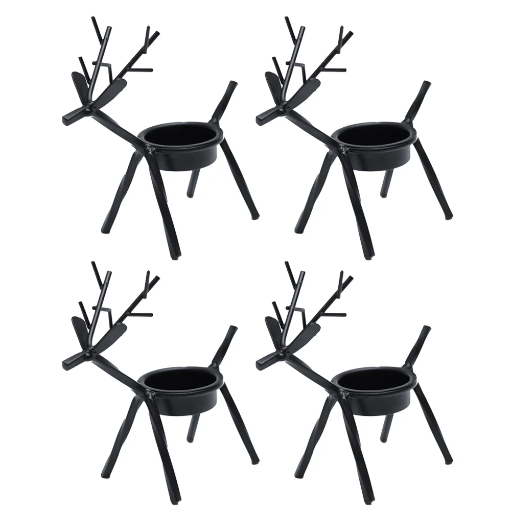 

4pcs Iron Deer Holders Set Cute Christmas Christmas Candlestick Candlesticks Home Office Decor Reusable Modern Holiday Gifts