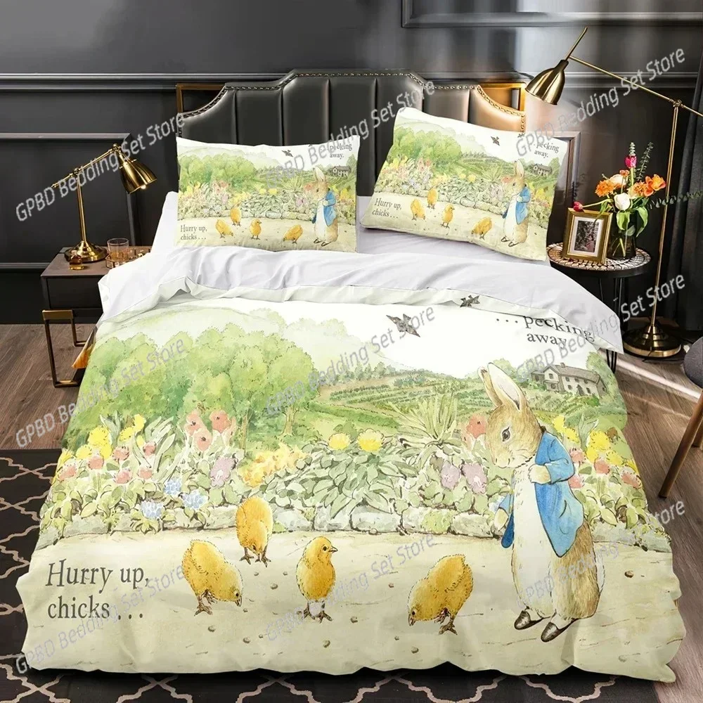 

Cartoon Peter Rabbit Bedding Set Single Twin Double Queen King Cal King Size Bed Linen Set