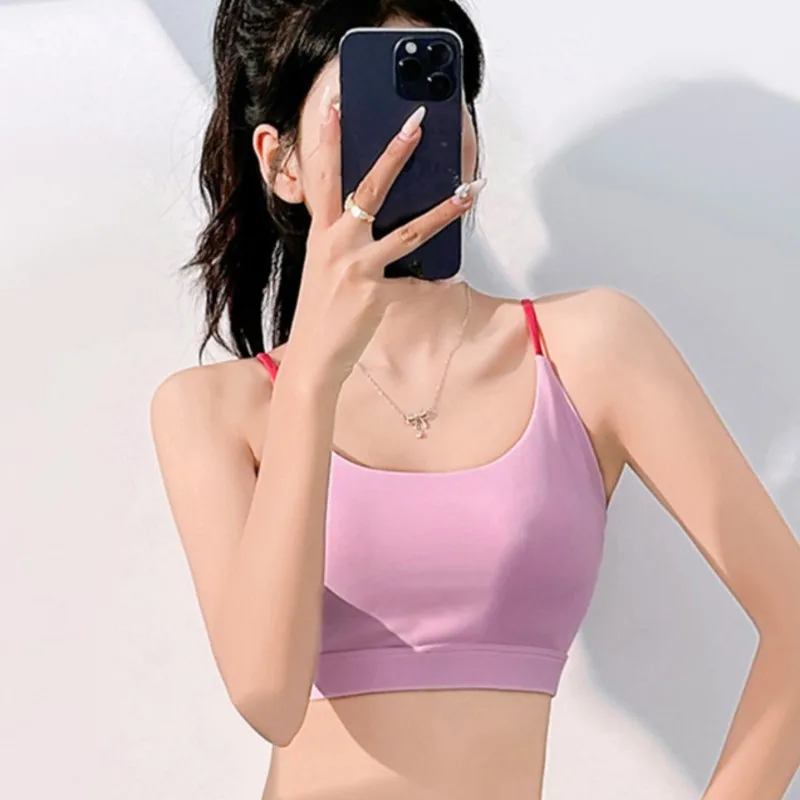 Women Gym Sport Bra Outdoor Jogging Leisure Commuting High Elasticity Sports Bra With Chest Pad Yoga Fitness Underwear Tank Top