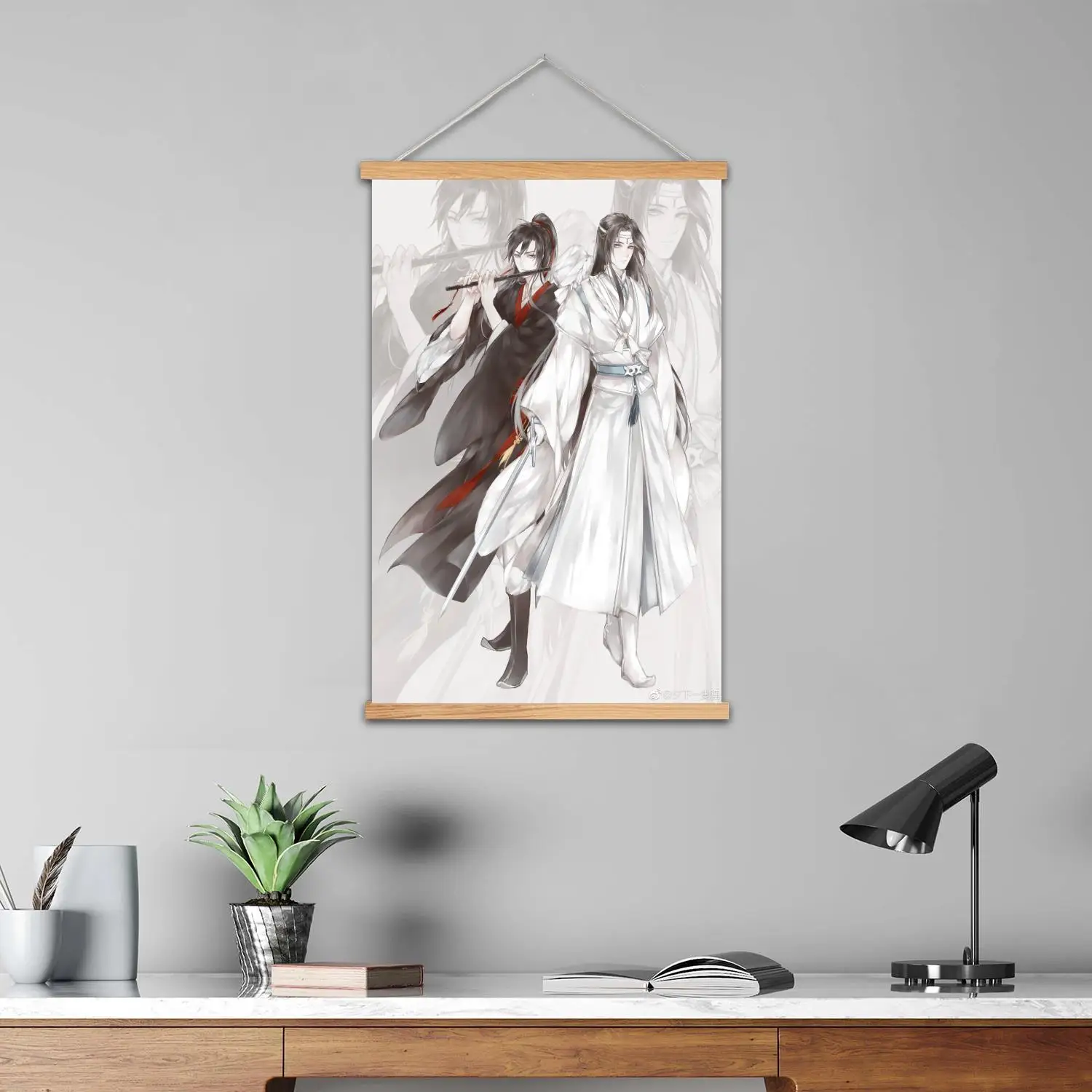 لوحة جدارية مؤطرة من ma dao zu Shi ملصق فني على القماش وفن جداري، عائلة حديثة، ديكور غرفة النوم، ملصقات، لوحة زخرفية