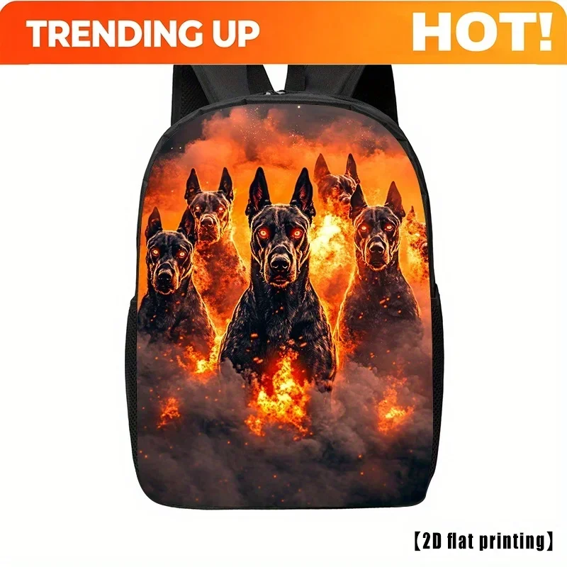 Custom Bag Cool Doberman Dog_4 Casual Backpack - 17 Inch Large Capacity Backpack, 2d Flat Printing, Adjustable Shoulder
