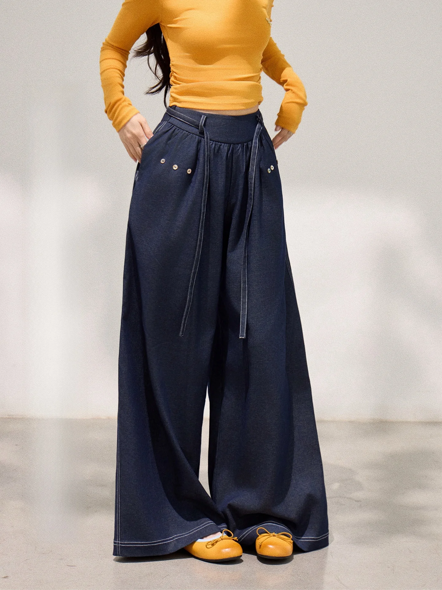 

Loose Wide Leg Straight Casual Pants Women's Spring New Style Simple Match Long White Casual Trousers Exu Not Meat